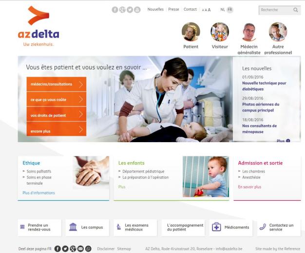 Homepage van Franstalige website